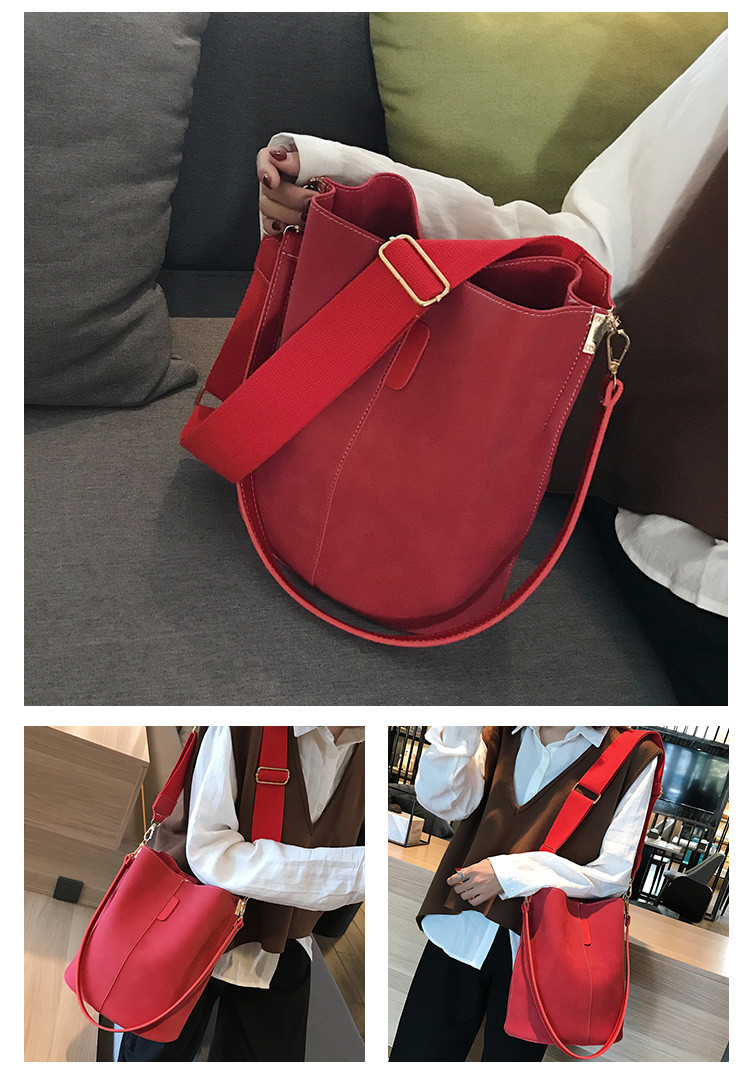 Brand design luxury ladies bucket PU shoulder bag single shoulder large  capacity messenger broadband female solid color handbag